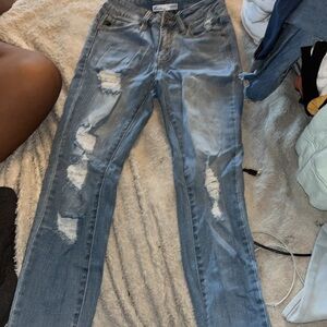 light blue skinny jeans